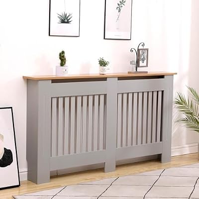 Home Source Radiator Cover Wooden Wall Cabinet Grey Oak 152cm Large