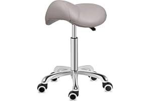 Kaleurrier Saddle Stool Rolling Swivel Height Adjustable with Wheels,Heavy Duty Stool,Ergonomic Stool Chair for Lab,Clinic,Dentist,Salon,Massage,Office and Home Kitchen (Grey, Without Back)
