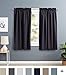 Amazon Basics Room Darkening Blackout Window Curtain with Rod Pocket and Tie Back, 52 x 63 Inches, Black - Set of 2