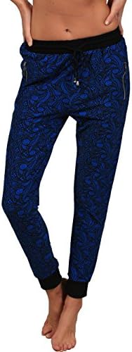 SLR Brands Womans Colorblock Pocket Casual Tie Waist Yoga Jogger Pants (Small/Medium, Blue/Black)