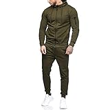 Sumen Men Zipper Patchwork Hoodie Pants Sets Tracksuit Jogging Sweatsuit Activewear