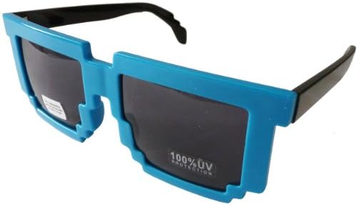 HB Pixelated Wayfarers Designer Inspired Sunglasses Poly-Carbonated Shatter Resistant 100% UV Protection - Blue/Black