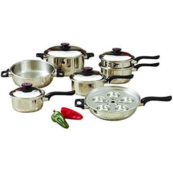 World's Finest 7-Ply Steam Control 17pc T304 Stainless Steel Cookware Set