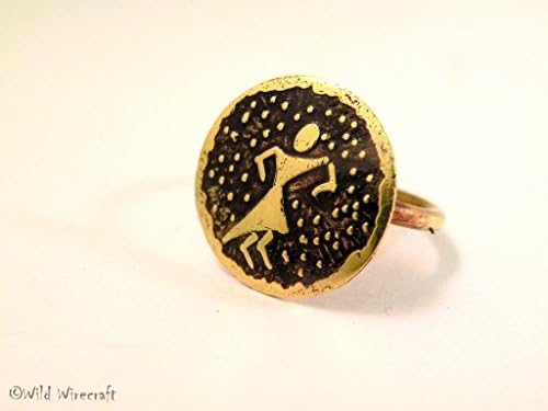 Unisex Tribal Etched Brass Statement Ring DS4