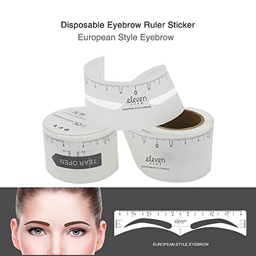 ELEVEN EVER Eyebrow Ruler Sticker, 50Pcs Eyebrow Shapes Disposable Eyebrows Ruler Stickers Adhesive Eyebrow Microblading Ruler Guide Makeup Tool (European Style Eyebrow) ... - Thumbnail 3