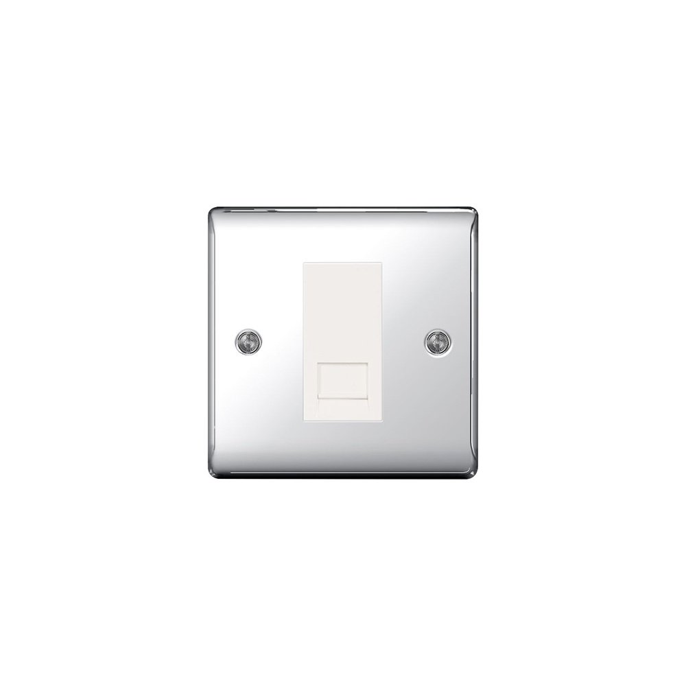 BG-Nexus-Metal Single RJ11 Telephone Socket,Polished Chrome Finish