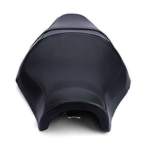 Motorcycle Front Rear Seat Rider Passenger Leather Cushion for Harley Davidson Sportster 883 XL1200,by ECLEAR - Black