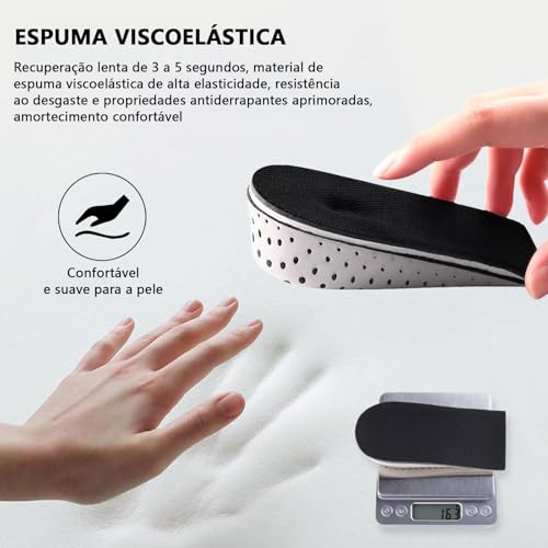 3 Par Palmilha Altura, GODREAM Palmilha Aumento de Altura em 2, 3 e 4 cm, Palmilhas Elevadora Invisíveis para Aumentar Estaltura, Anti Impacto, Palmilhas de Altura Tenis para Homens e Mulheres