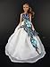 White Gown with Large Blue Applique Flowers Made to Fit the Barbie Doll