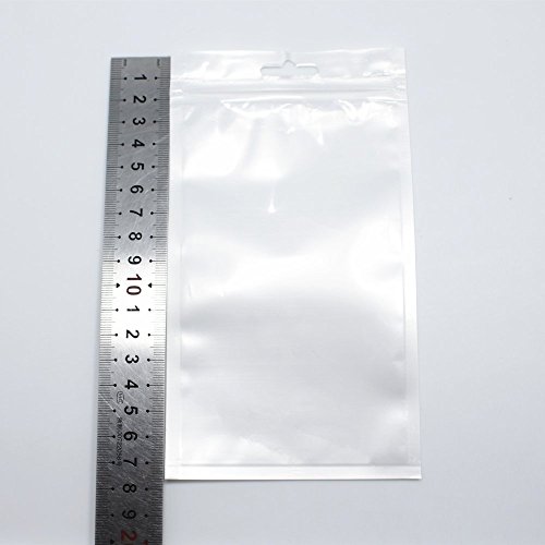 BAT Pack 100 PCS (Inner Size 3.5x5.9 inches) Front Clear White Zipper Resealable 2.7mil Plastic Bags with Hanging Hole Phone Case Zip Lock Package Self Seal Pouches Electronic Product Shell Packaging