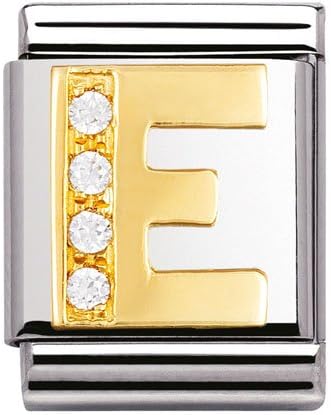 Original nomination big initial E in rhinestones and 18K gold