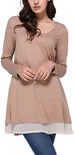 YOOUCOO YOUCOO Women Casual Tops Lace Long Sleeve Splicing Tunic T-Shirt Blouse