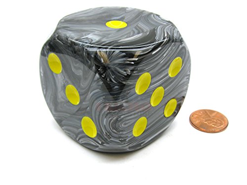Black Vortex With Yellow Pips 50mm (2in) D6 Die Chessex