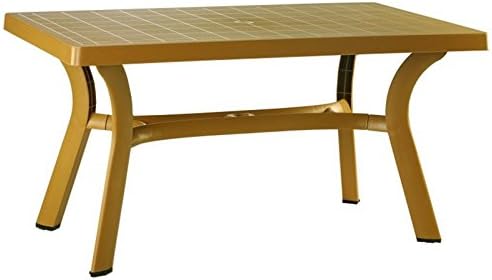 Amazon Com Atlin Designs 55 Resin Patio Dining Table In Teak