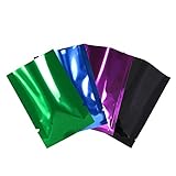 Variety Sizes Mixed Colors Sample Pack Flat Open Top Resealable Tear Notch Mylar Bags (200 Bags/Pack) (1.6