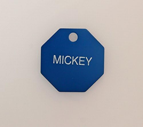 Pet ID Tag - Octogan Shaped Double Sided Engraved Tag - 28mm / 28mm 4 Colours (BLUE)