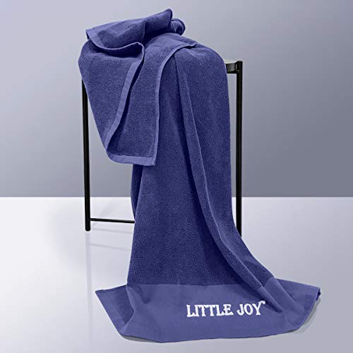 LITTLE JOY Bath Towels Set Extra Large 100% Cotton Highly Absorbent Super Soft Bathroom Towels Sets (Blue, Set of 4)