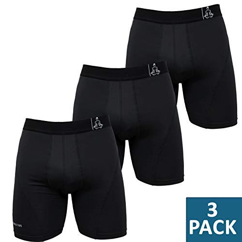 Temple Tape Underwear for Men Sports Performance Boxer Briefs 3-Pack Black Small