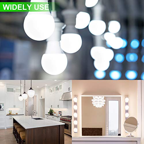 Innqoo G25 LED Bulb, Vanity Lights Bulb E26 Base, Equivalent 50W Incandescent Bulb Daylight White 5000K for Bathroom Makeup Mirror Lamp,Non-dimmable Globe Led Light Bulbs 4 Packs
