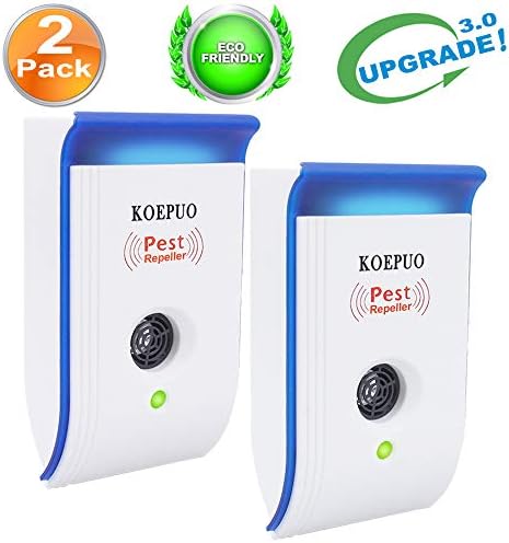 KOEPUO Ultrasonic Pest Repeller, Electronic Pest Repellent Indoor Plug In Pest Control for Spiders, Insects, Cockroaches, Fleas, Flies, Roaches, Bugs, Ants, Mice, Mosquitoes, Rodents (2 Pack)