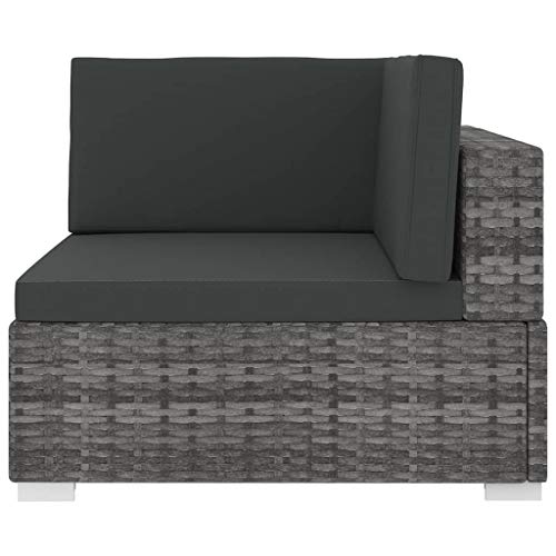 Festnight Ecksofa mit Auflagen Eckcouch mit Sitzpolster & Rückenpolster Gartenmöbel Sofagarnitur Poly Rattan Grau 70 x… – Bild 5