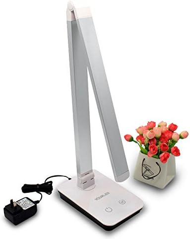 LED Desk Lamp, 4 Color Modes &amp; Stepless Dimming Over 900 lm 10W, Non-Flicking Eye-Caring Touch Control Work Light, 14 inches Long Lamp Head, 60 Energy Efficient LED (Silver)