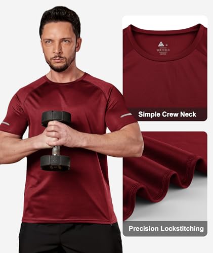 ZITY Pack of 3 Men's Short-Sleeved T-Shirts, Men's Sports T-Shirt, Breathable Quick Drying Summer Clothes Running Gym Fitness