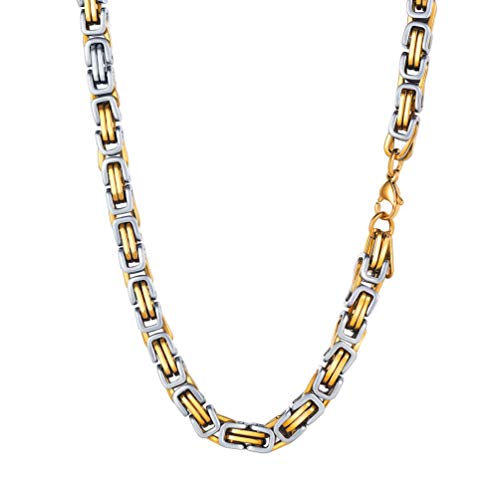 PROSTEEL Byzantine Chain Men 4 mm/6 mm Byzantine Necklace Stainless Steel Silver Gold Black Men's Jewellery Hip Hop Punk Rock 46 cm-76 cm
