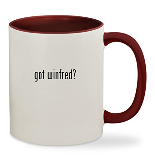 got winfred? - 11oz Colored Inside & Handle Sturdy Ceramic Coffee Cup Mug, Maroon