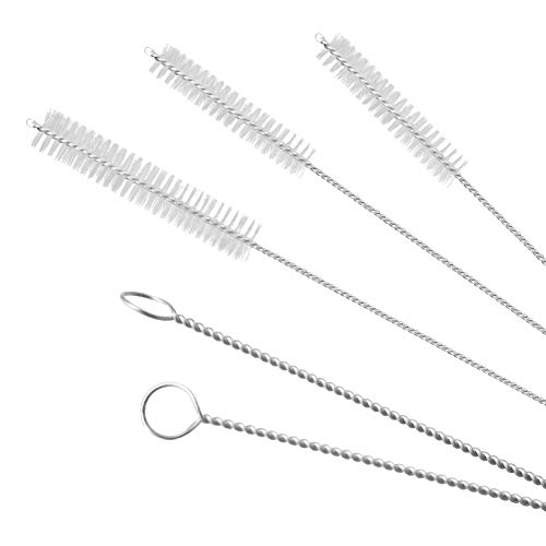 GFDesign Drinking Straw Cleaning Brushes Set Pipe Tube Cleaner Nylon Bristles Stainless Steel Handle 8" 10" 12" Extra Long 10mm 12mm Extra Wide Diameter - Set of 4
