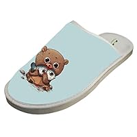 4B854DF6B Winter Cotton Cartoon Cute Bear Salmon Antiskid House Slippers Baboosh Pantofle