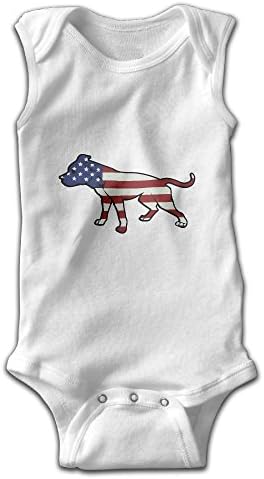 FSFUNNY Infant Sleeveless Onesies Bulldog American USA Flag Bodysuit For Baby Boy And Girl 100% Cotton Jumpsuit