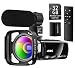 Besungo Ultra HD 4K Camcorder Video Camera with Rechargeable Microphone 2.4G Remote Control Vlogging YouTube Camera 60FPS 48MP IR Night Vision with Wide Angle Lens, Lens Hood, Batteries