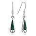 925 Sterling Silver Bali Inspired Gemstone Green Malachite Celtic Design Dangle Hook Earrings