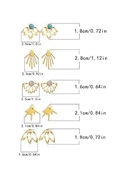 18 21 Pairs Multiple Lotus Flower Ear Jacket Earrings for Women and Girls-Minimalism CZ BarTurquoise Studs-Chic Fashion Front Back Stud Earring Set