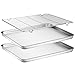 Baking Sheets 2 Pieces with A Rack, HKJ Chef Cookie Sheets and Nonstick Cooling Rack & Stainless Steel Baking Pans & Toaster Oven Tray Pan, Rectangle Size 16 x 12 x 1 inch & Non Toxic