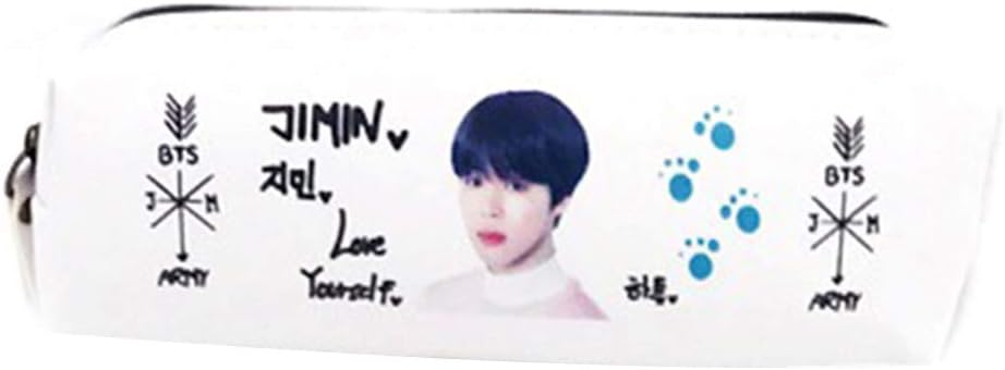 Yuxareen Kpop BTS Same Paragraph HD Member Avatar Cute Letter Print Pencil Case Stationery Bag Coin Purse Perfect Gift for Fans(Jimin)