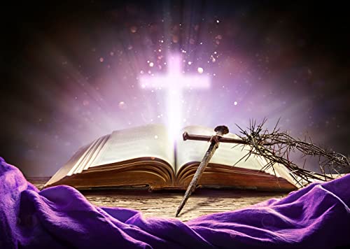 BELECO 9x6ft Fabric Holy Bible Cross Backdrop