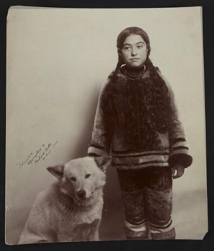 Photographs - INFINITE PHOTOGRAPHS Photo: Nancy Columbia,Inuit Girl,1893-1959,with Dog,Louisiana Purchase Expo,MO,Indian