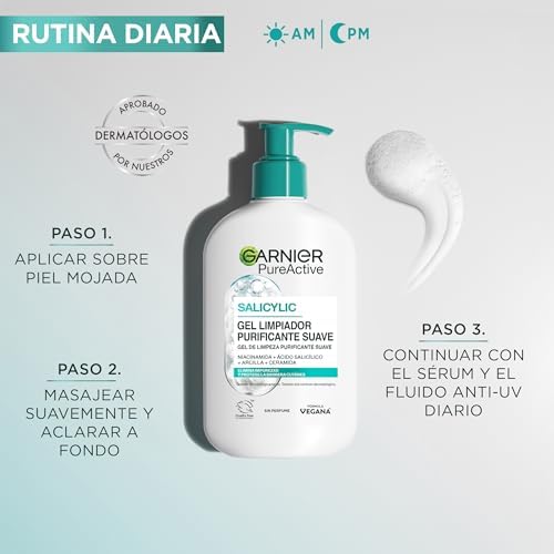 Garnier pure active pack x2 gel de limpeza hidratante com ácido hialurônico, ceramida e argila, remove impurezas, oleosidade e maquiagem, 2 x 250ml