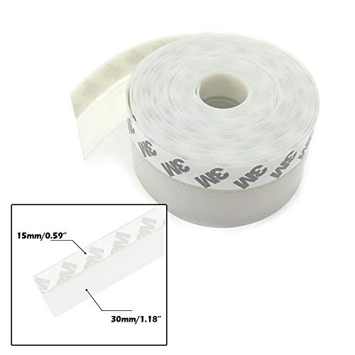GreatBBA 45mm Translucent Self-Adhesive Silicone Rubber Weatherproof Sealing Sticker Strip, Door Bottom Draft Stoppers, Window Draught Excluder (45mm)