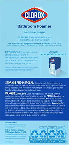 CLOROX BATHROOM FOAMER REFILLABLE CLEANER, HOUSEHOLD ESSENTIALS, 1 BOTTLE AND 1 REFILL, FRESH SCENT, 1.13 FL OZ