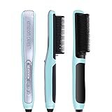 KINGDOMCARES Professional Ceramic Hair Straightening Brush Anti Scald Hair Straightener Comb Blue