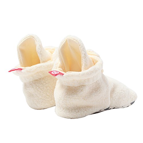 Cozie Fleece Baby Booties with Grippers 12M (6-12 Months), Cream