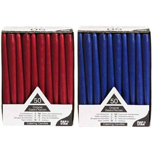 Papstar Leuchterkerzen / Halterkerzen bordeaux (50 Stück) Durchmesser 2.2 cm, Höhe 25 cm, lange Brenndauer, rußfreies Abbrenn