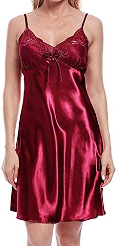 YWLINK Fashion Pajamas Women Nightdress Plus Size Lace Satin Chemise Nightwear Full Slip Silk Sleepwear Padded Unpadded Temptation Sleep Dress Silky Nightie Vest Tops