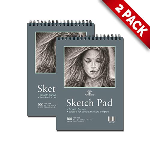 200 Sheets Two 9 x 12 Inch Smooth Sketchpad Paper 2 Pack Sketch Pad