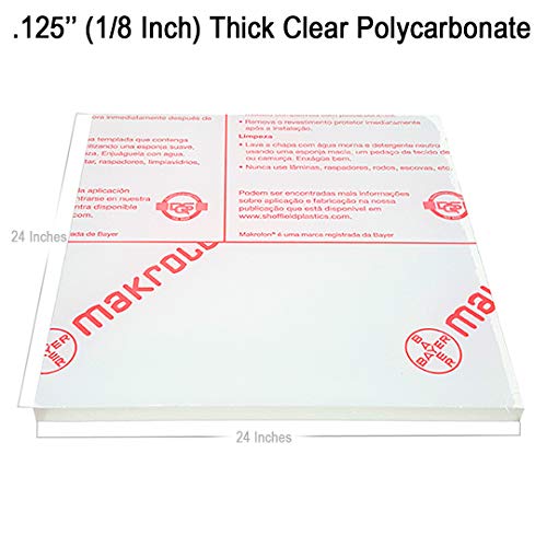 Lexan Sheet Polycarbonate .118" 1/8" Thick, Clear, 24" x 24