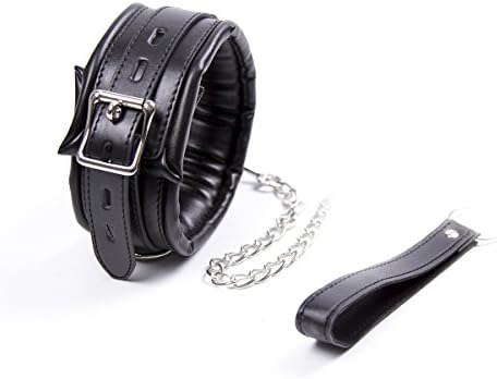 Adjustable PU Leather Choker Necklace Padded Neck Collar (Black)