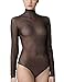 LinvMe Women's Sexy Bodysuit Mesh See Through Sheer Nylon Bodystocking L Black